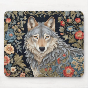 Noble Gray Wolf William Morris Inspiriert Mousepad