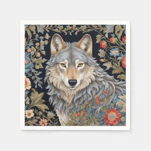 Noble Gray Wolf William Morris Inspiriert Serviette