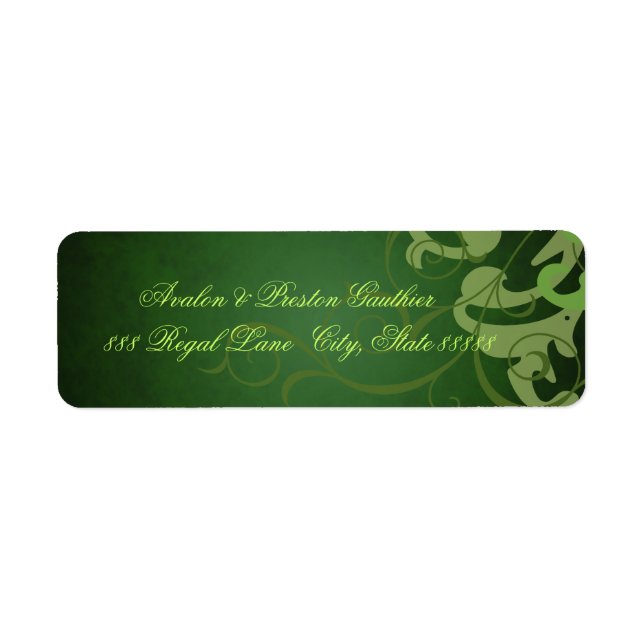 Noble Green Texture Green Scroll Address Labels (Vorne)