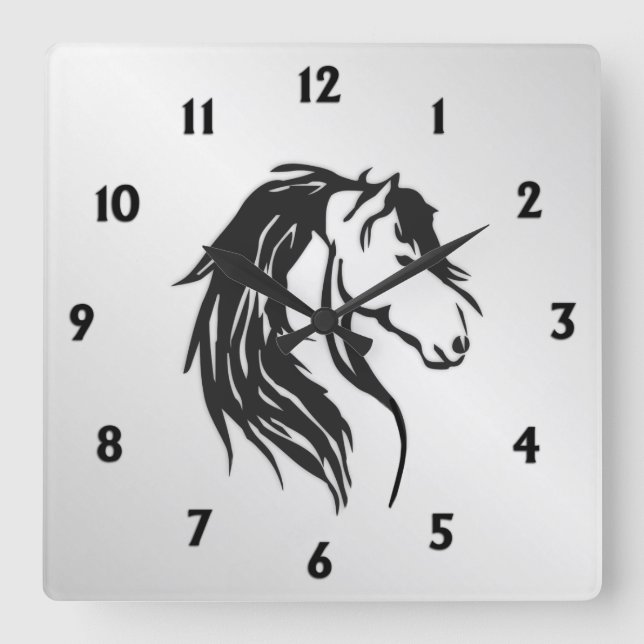 Noble Horse Head Quadratische Wanduhr (Vorderseite)