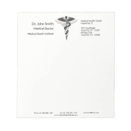 Noble Klasse Medical Elegant Schwarz-weiß Caduceus Notizblock