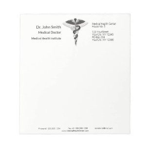 Noble Klasse Medical Elegant Schwarz-weiß Caduceus Notizblock