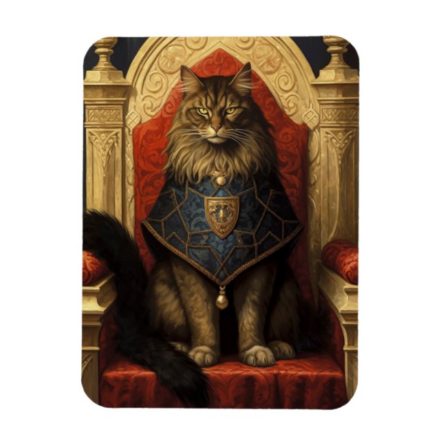 Noble Maine Coon Cat Throne Art Print Magnet (Vertikal)