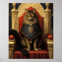 Noble Maine Coon Cat Throne Art Print