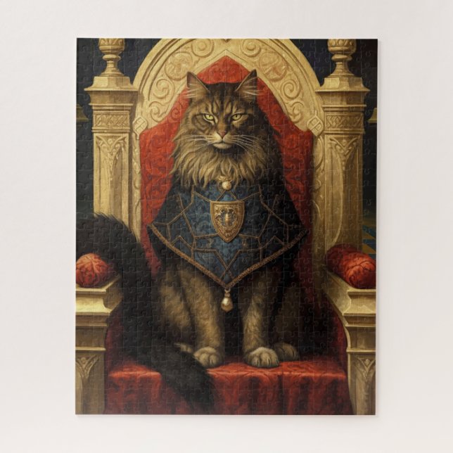 Noble Maine Coon Cat Throne Art Print Puzzle (Vertikal)