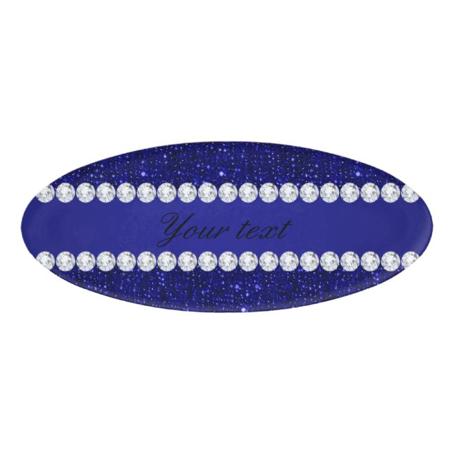 Noble Marine-Sequins und Diamanten personalisiert Namenschild (Vorderseite)