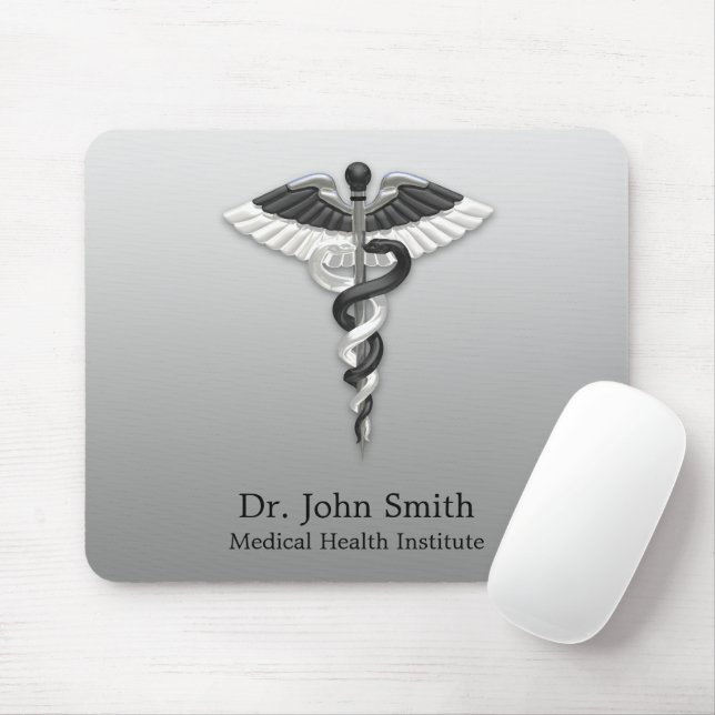Noble Medical Elegant Schwarz-weiß Caduceus Classy Mousepad (Mit Mouse)