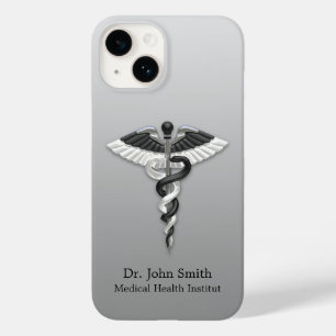 Noble Medizin Klasse Elegant Schwarz-weiß Caduceus Case-Mate iPhone 14 Hülle