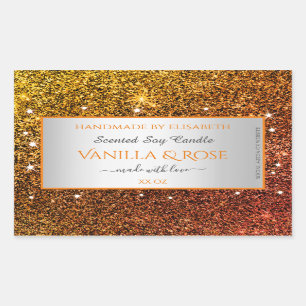 Noble Orange Imitats Glitzer Produktverpackungsmar Rechteckiger Aufkleber