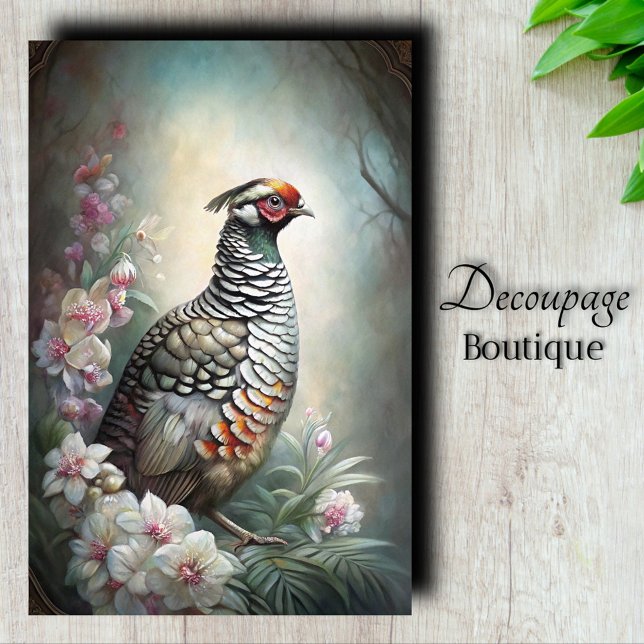 Noble Quail Decoupage Seidenpapier (Noble Quail Decoupage Tissue Paper)