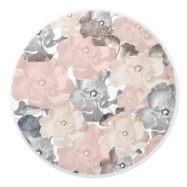 Noble rosa und schwarze Rosen Keramikknauf (Vorderseite)