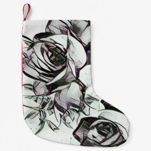 Noble Schwarz-weiße Rose mit Touch des Lavendels Kleiner Weihnachtsstrumpf