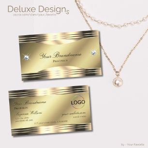 Noble Shimmery Gold mit Shiny Diamonds und Logo Visitenkarte