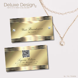 Noble Shimmery Gold Shiny Diamonds mit QR Code Visitenkarte