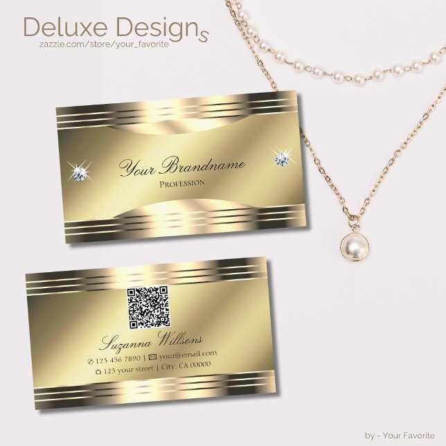 Noble Shimmery Gold Shiny Diamonds mit QR Code Visitenkarte (Von Creator hochgeladen)