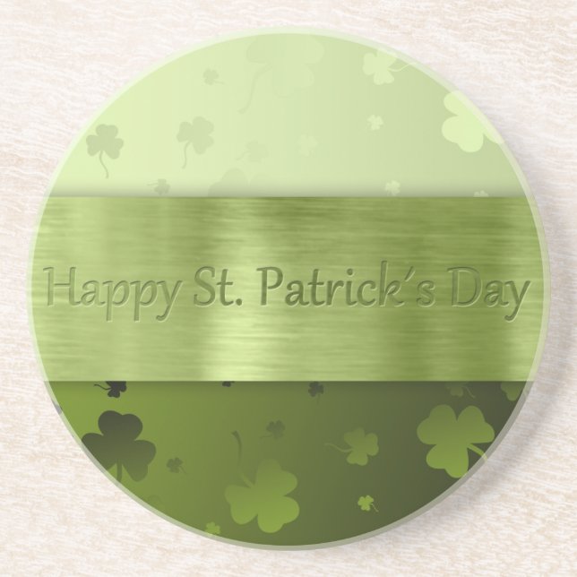 Noble St. Patrick's Day Shamrock Sandstone Coaster Getränkeuntersetzer (Vorne)