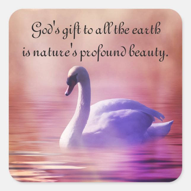 Noble Swan Quadratischer Aufkleber (Vorderseite)