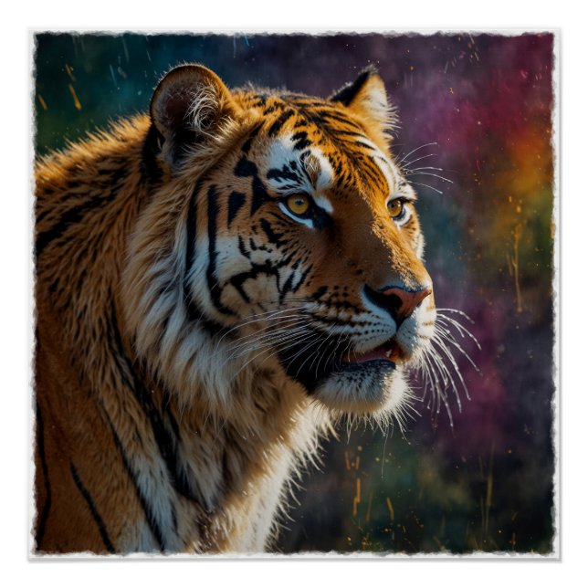 Noble Tiger Painterly Portrait Poster (Vorderseite)