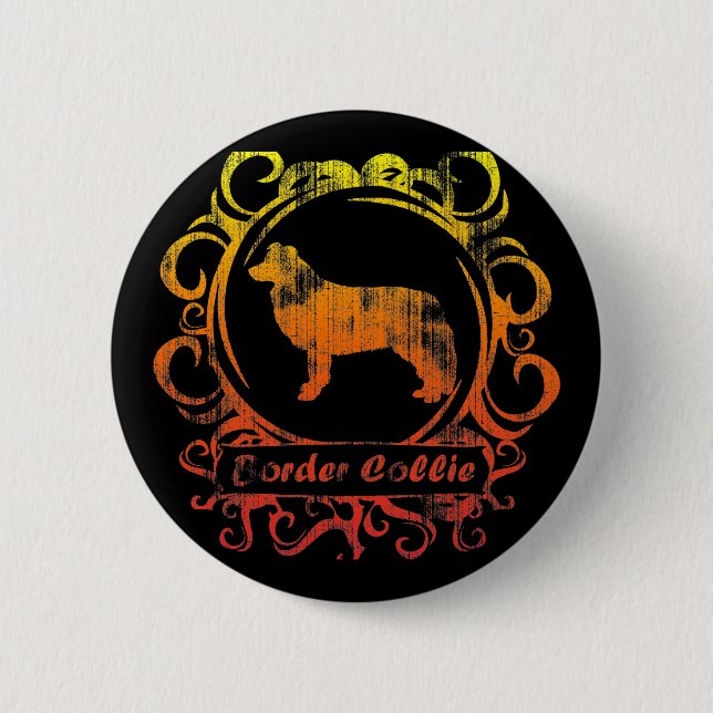 Noble verwitterte Border-Collie Button (Vorderseite)