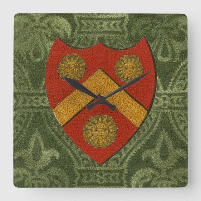 Noble Wappen V Quadratische Wanduhr (Vorderseite)