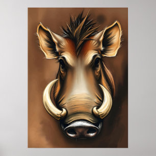 Noble Warthog Portrait - Afrikanische Tierkunst Poster