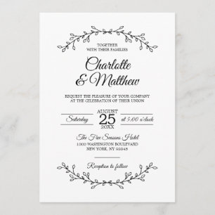 Noble weiße schwarze Wedding Einladung