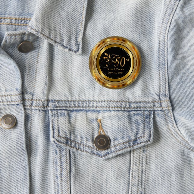 Nobler 50. goldener Hochzeitstag Button (Beispiel)