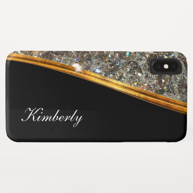 Nobler Bling Monogramm-Damen-Entwurf Case-Mate iPhone Hülle (Rückseite (Horizontal))