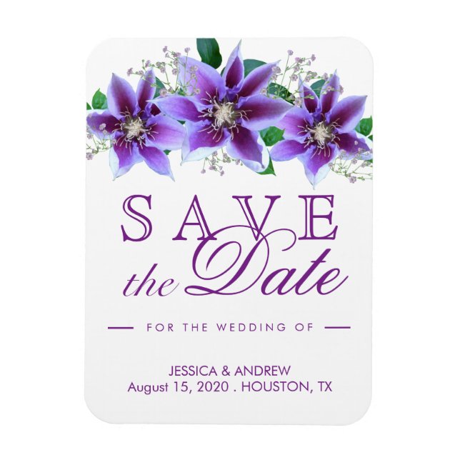 Nobler ChicClematis, der Save the Date Wedding ist Magnet (Vertikal)