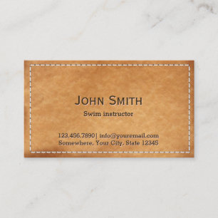 Nobler genähter lederner Schwimmen-Lehrer Visitenkarte