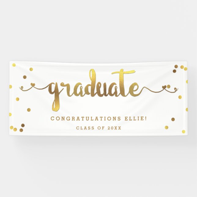 Nobler Imitat-Goldfolieconfetti-Absolvent Banner (Horizontal)