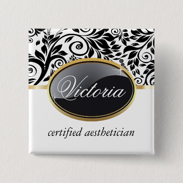 Nobler Salon-Namensschild Button (Vorderseite)