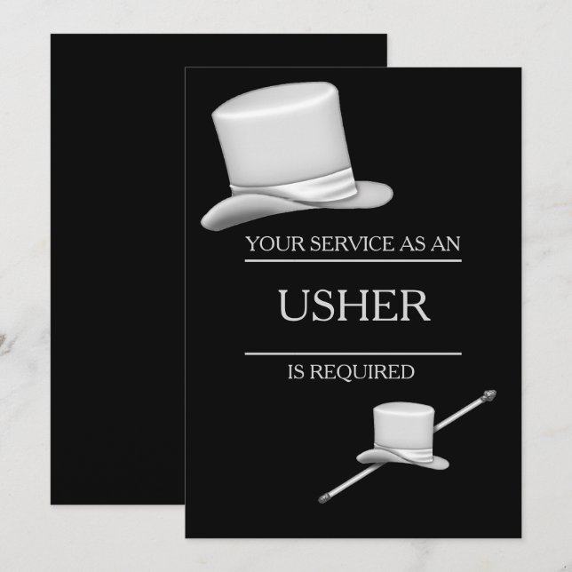 Nobler stilvoller silberner Zylinder-Ring Usher Einladung (Vorne/Hinten)