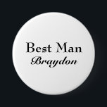 Nobler Trauzeuge-Knopf Button<br><div class="desc">Dieses ist ein einfacher und klassischer, Schwarzweiss-Knopf, damit der Trauzeuge zum Junggeselle-Party, die Dusche des Paares, Probenabendessen oder jedes mögliches Spaßhochzeitsereignis trägt.</div>