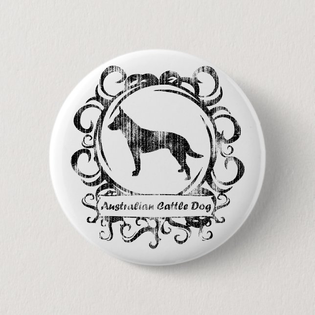 Nobler verwitterter australischer Vieh-Hund Button (Vorderseite)
