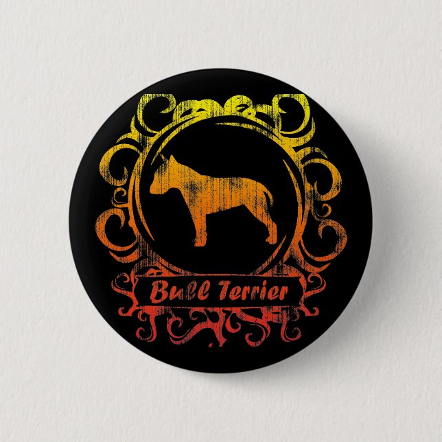 Nobler verwitterter Bullterrier Button (Vorderseite)