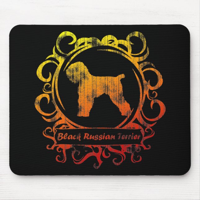 Nobler verwitterter schwarzer Russe Terrier Mousepad (Vorne)