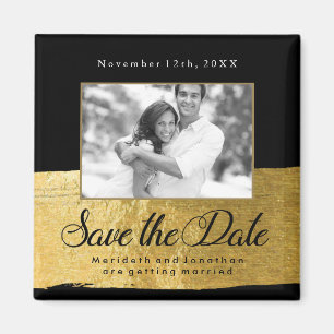 Nobles Gold und Schwarz-Save the Date Magnet
