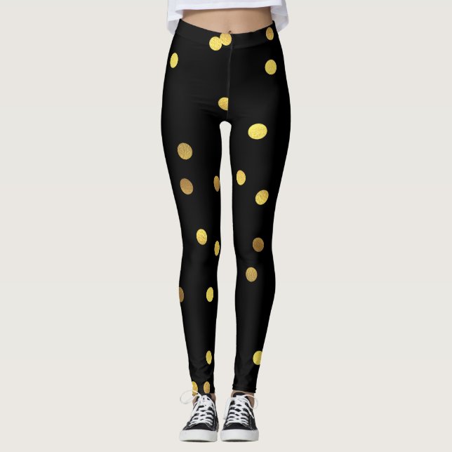 Nobles Goldfolieconfetti-Schwarzes Leggings (Vorderseite)