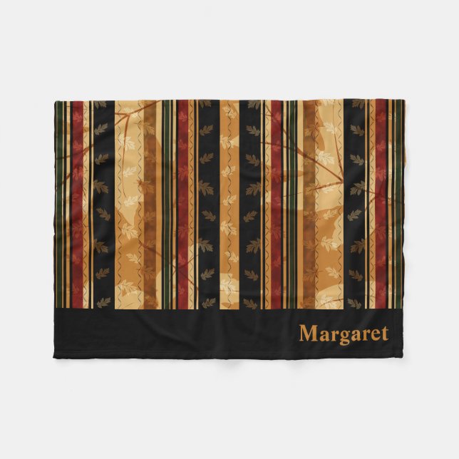Nobles Herbst-Blatt und Muster-Entwurf Fleecedecke (Vorderseite (Horizontal))