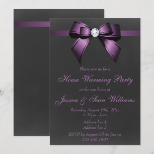 Nobles lila Bogen-Haus-Erwärmungs-Party Einladung