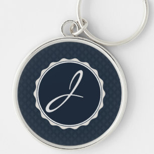 Nobles Marine-Blau-Gewohnheits-Monogramm Schlüsselanhänger