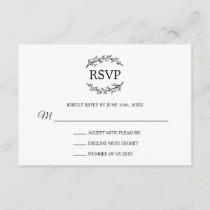 Nobles Schwarz-weißes Niederlassungs-Monogramm Begleitkarte