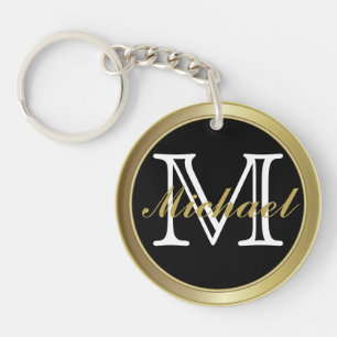 Nobles schwarzes Gold redete mit Monogramm Schlüsselanhänger