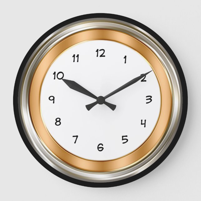 Nobles Zuhause-Büro-Goldsilber gefärbt Große Wanduhr (Vorderseite)