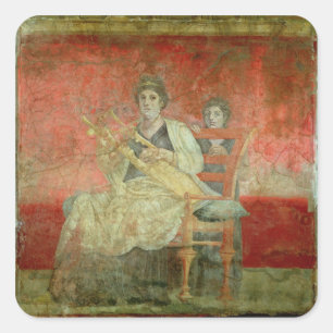 Noblewoman, der ein Cithera spielt Quadratischer Aufkleber