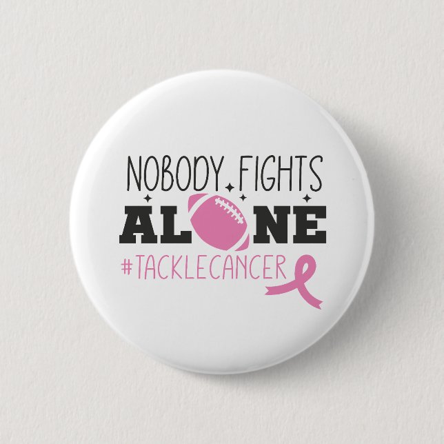 Nobody Fights Alone Breast Cancer Pink Ribbon Button (Vorderseite)