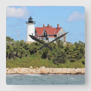 Nobska Point Lighthouse, Massachusetts Wall Clock Quadratische Wanduhr