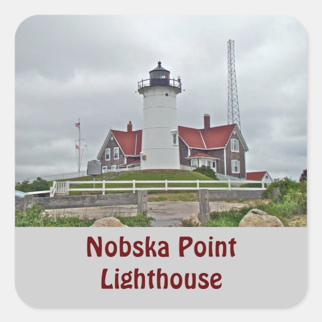 Nobska Point Lighthouse Series Quadratischer Aufkleber (Vorderseite)
