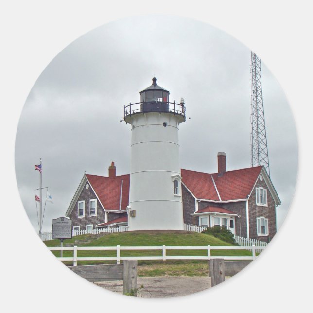 Nobska Point Lighthouse Series Runder Aufkleber (Vorderseite)